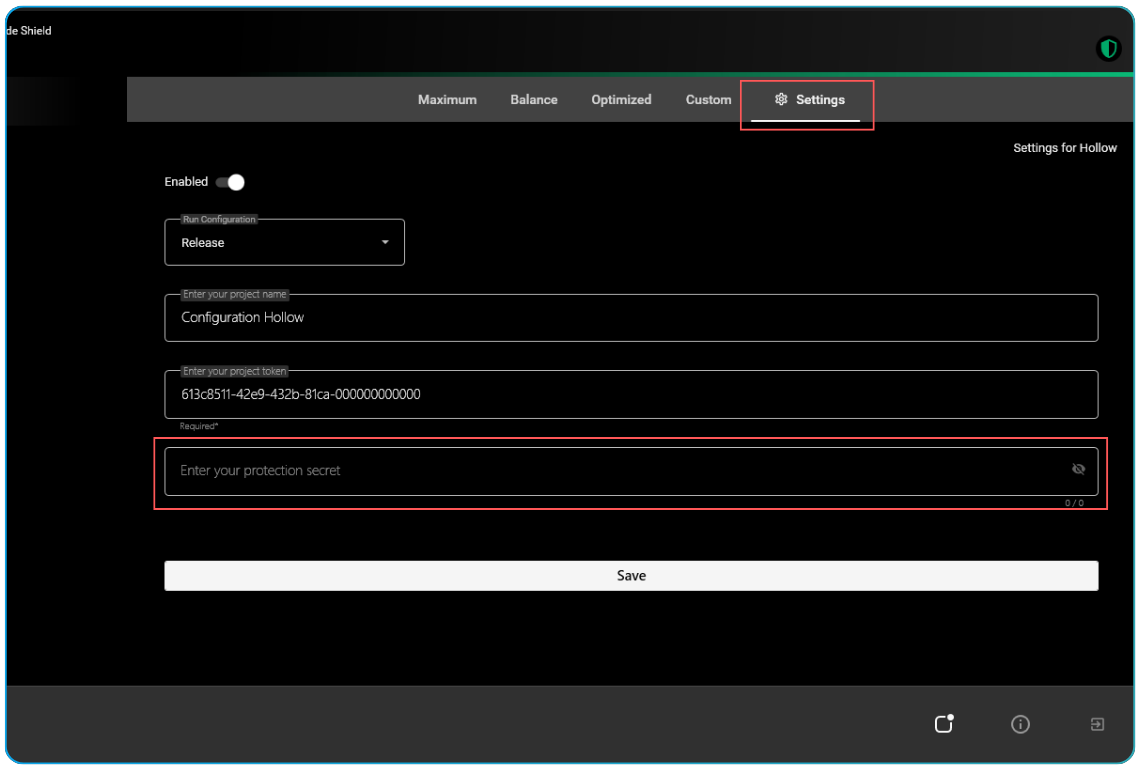 how to configure or setup a ByteHide Shield Project