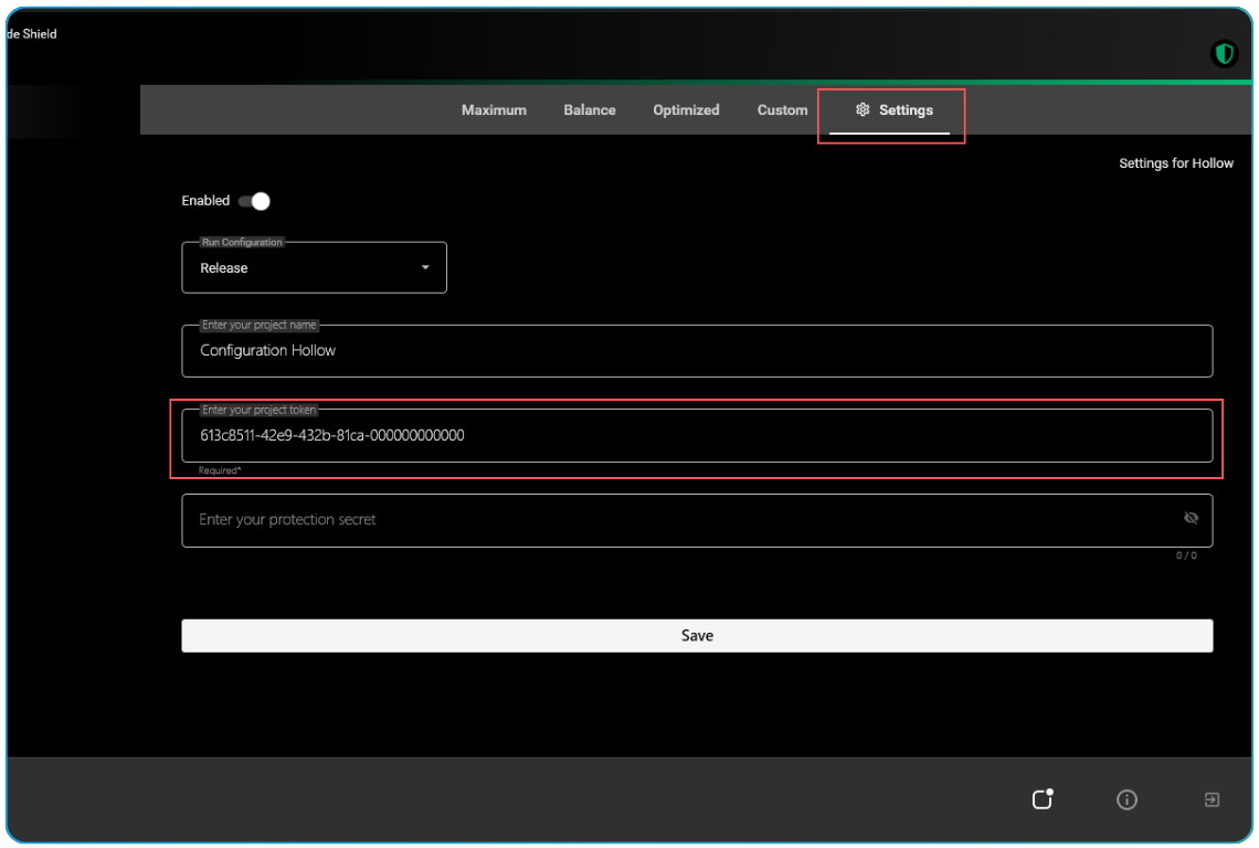 how to configure or setup a ByteHide Shield Project